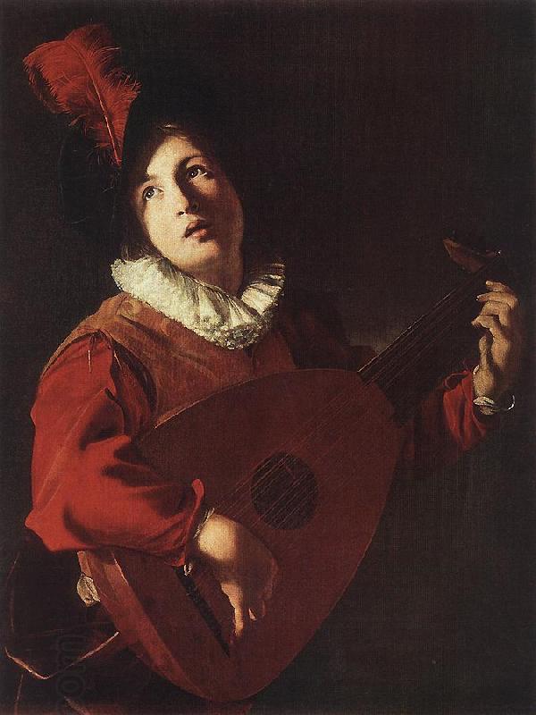 MANFREDI, Bartolomeo Lute Playing Young sg oil painting picture